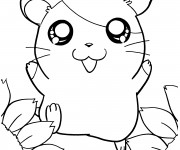 Coloriage Hamtaro entouré des tounesols