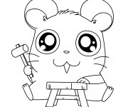 Coloriage Hamtaro entrain de bricoler