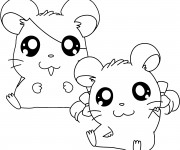 Coloriage et dessins gratuit Hamtaro et Bijou à imprimer