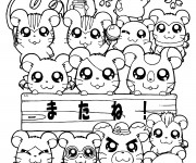 Coloriage Hamtaro: La famille des hamsters