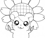 Coloriage Hamtaro tient des graines de tournesol