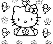 Coloriage Dessin Hello Kitty en couleur dessin gratuit à imprimer