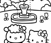 Coloriage Hello Kitty au parc