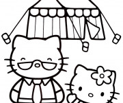 Coloriage Hello Kitty et son père