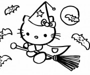 Coloriage Hello Kitty la sorcière