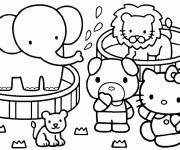 Coloriage Hello Kitty s'amuse