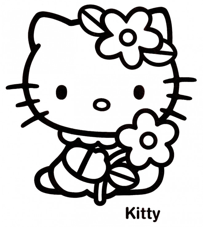 Coloriage et dessins gratuits Hello Kitty simple à colorier à imprimer