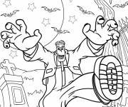 Coloriage Frankenstein dans le cimeti&egrave;re