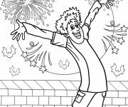 Coloriage Jonathan avec des feux d'artifice