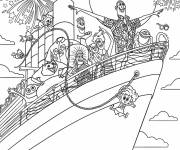Coloriage Les r&eacute;sident de l'h&ocirc;tel Transylvanie sur le bateau
