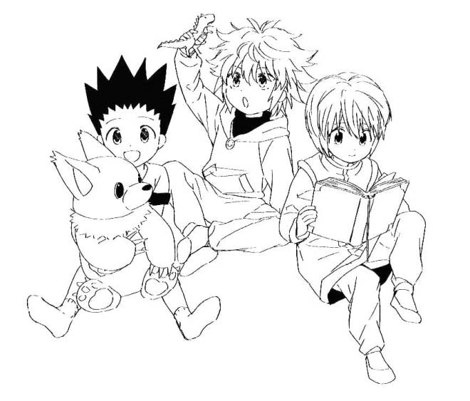 Coloriage Enfants Gon Freecss, Killua Zoldyck, Kurapika