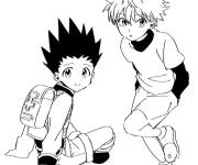 Coloriage Gon et son ami Killua anime