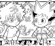 Coloriage Kawaii Gon et Killua