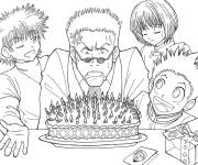 Coloriage Les chasseurs celebrent l'anniversaire de Leorio