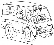 Coloriage Inspecteur Gadget conduit sa voiture