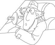 Coloriage Inspecteur Gadget dans sa voiture