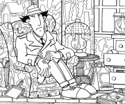 Coloriage Inspecteur Gadget entrain de penser