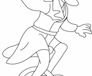 Coloriage Inspecteur Gadget utilise sa roue