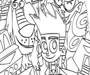 Coloriage Johnny Test Dukey et les soeurs  jumelles à télécharger