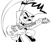 Coloriage Johnny Test joue de la guitare