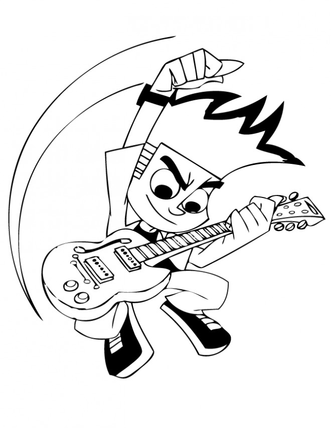 Coloriage et dessins gratuits Johnny Test joue de la guitare à imprimer