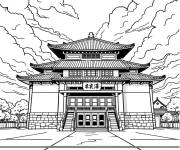 Coloriage B&acirc;timent du lyc&eacute;e de Jujutsu Kaisen