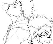 Coloriage Itadori et Sukuna de Jujutsu kaisen