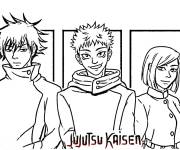 Coloriage Itadori, Megumi et Kugisaki Nobara de Jujutsu kaisen