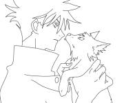 Coloriage et dessins gratuit Jujutsu kaisen Megumi et le loup à imprimer
