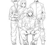 Coloriage Les personnages de Jujutsu Kaisen prennent une photo