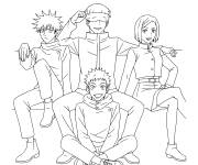 Coloriage Selfie de l'&eacute;quipe Jujutsu Kaisen