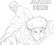 Coloriage Yuji Itadori et Sukuna de manga