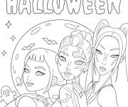 Coloriage Amies des Chasseurs de d&eacute;mons Kpop pour Halloween