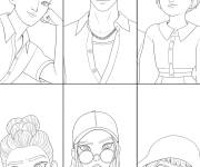 Coloriage Chasseurs de d&eacute;mons Kpop pour ados