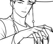 Coloriage D&eacute;mon Jinu en portant le chapeau cor&eacute;en