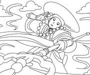 Coloriage Fille guerri&egrave;re de Kpop Demon Hunters