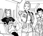 Coloriage Huntrix dans leur v&eacute;hicule