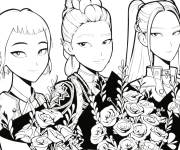 Coloriage Les filles de Huntrix re&ccedil;oivent des bouquets de fleurs