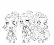 Coloriage Mira, Zoey et Rumi kawaii