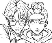 Coloriage Rumi et Jinu au crayon