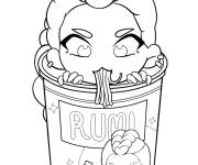 Coloriage Rumi qui aime les nouilles