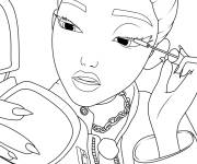 Coloriage Rumi se maquille Chasseurs de d&eacute;mons Kpop