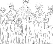 Coloriage Saga boys devant leurs fans