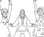 Coloriage Trois personnages dr&ocirc;les de Chasseurs de d&eacute;mons Kpop