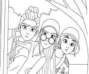 Coloriage Zoey, Rumi et Mira en cherchant les d&eacute;mons