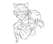 Coloriage et dessins gratuit Chat noir sauve Marinette  à imprimer