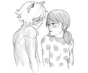 Coloriage Lady Bug et Super Cat amoureux
