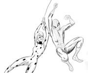 Coloriage Ladybug et Spiderman