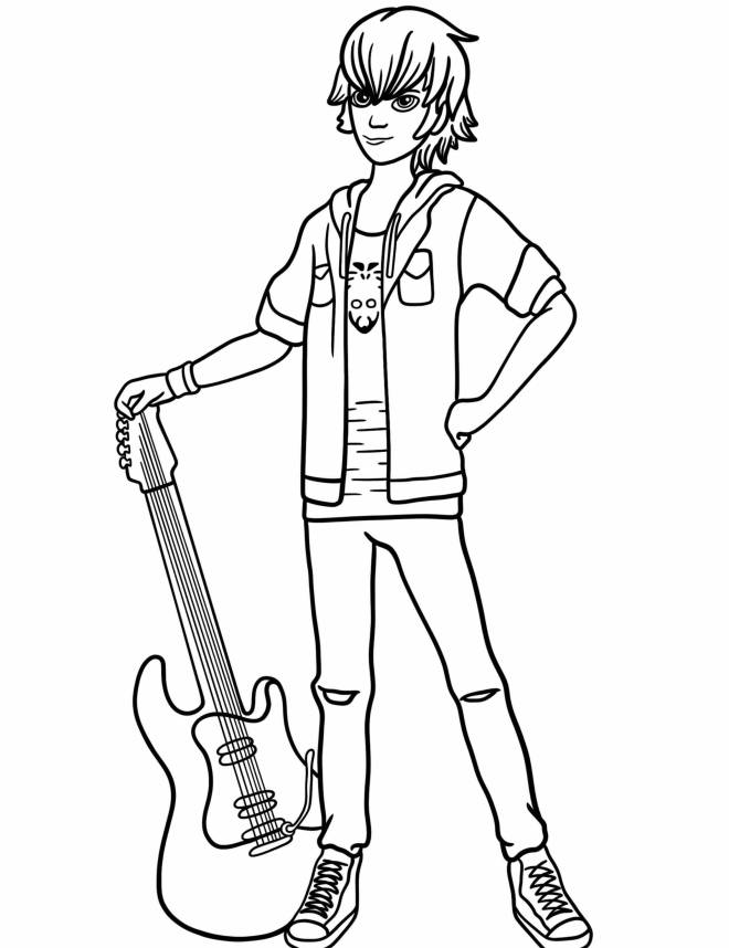 Coloriage et dessins gratuits Luka Couffaine avec sa guitare électrique à imprimer