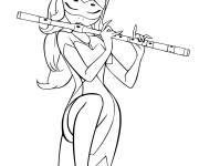 Coloriage Rena Rouge jouant de la fl&ucirc;te